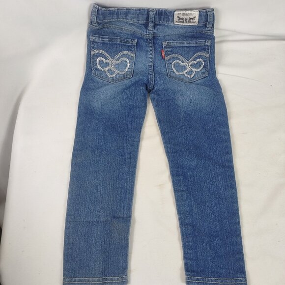 Levis Girls Toddler Embellished Blue Jean Leggings Adjustable Waist Size 4T - Picture 5 of 5